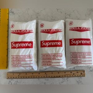 Supreme ballpark White Rain Ponchos with Red Logo